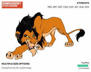 Scar - Disney's The Lion King - Embroidery Design in 3 sizes & 8 formats