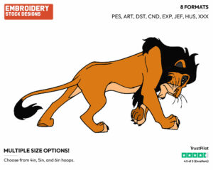 Scar - Disney's The Lion King - Embroidery Design in 3 sizes & 8 formats