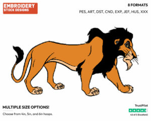 Scar - Disney's The Lion King - Embroidery Design in 3 sizes & 8 formats