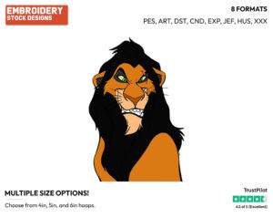 Scar - Disney's The Lion King - Embroidery Design in 3 sizes & 8 formats