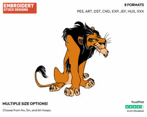 Scar - Disney's The Lion King - Embroidery Design in 3 sizes & 8 formats