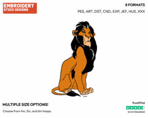 Scar - Disney's The Lion King - Embroidery Design in 3 sizes & 8 formats