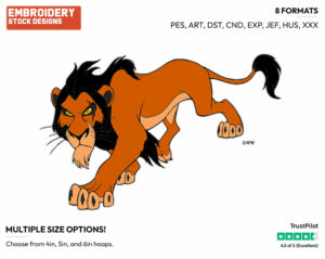 Scar - Disney's The Lion King - Embroidery Design in 3 sizes & 8 formats