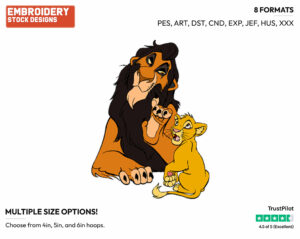 Scar, Young Simba - Disney's The Lion King - Embroidery Design in 3 sizes & 8 formats