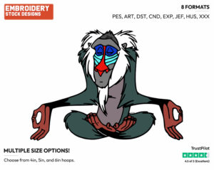 Rafiki Meditating - Disney's The Lion King - Embroidery Design in 3 sizes & 8 formats