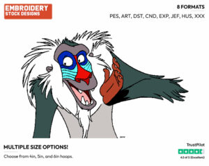 Rafiki - Disney's The Lion King - Embroidery Design in 3 sizes & 8 formats