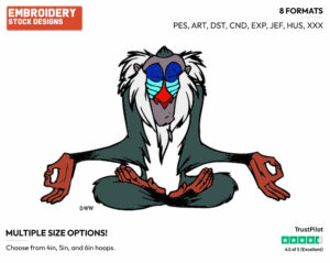 Rafiki Meditating - Disney's The Lion King - Embroidery Design in 3 sizes & 8 formats