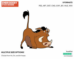 Pumbaa - Disney's The Lion King - Embroidery Design in 3 sizes & 8 formats