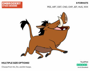 Pumbaa - Disney's The Lion King - Embroidery Design in 3 sizes & 8 formats