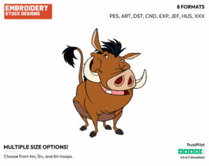 Pumbaa - Disney's The Lion King - Embroidery Design in 3 sizes & 8 formats