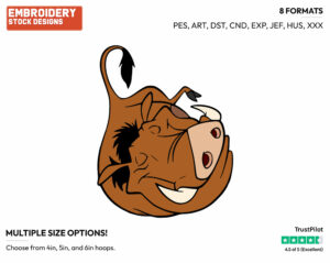 Pumbaa Sleeping - Disney's The Lion King - Embroidery Design in 3 sizes & 8 formats