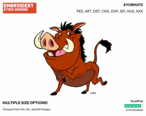 Pumbaa - Disney's The Lion King - Embroidery Design in 3 sizes & 8 formats