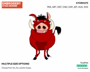 Pumbaa - Disney's The Lion King - Embroidery Design in 3 sizes & 8 formats