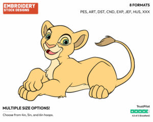 Young Nala - Disney's The Lion King - Embroidery Design in 3 sizes & 8 formats