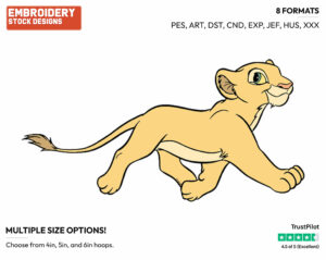 Young Nala - Disney's The Lion King - Embroidery Design in 3 sizes & 8 formats