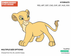 Young Nala - Disney's The Lion King - Embroidery Design in 3 sizes & 8 formats