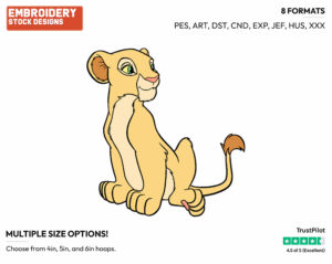 Young Nala - Disney's The Lion King - Embroidery Design in 3 sizes & 8 formats