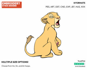 Young Nala Yawning - Disney's The Lion King - Embroidery Design in 3 sizes & 8 formats