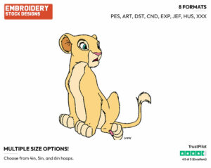 Young Nala - Disney's The Lion King - Embroidery Design in 3 sizes & 8 formats