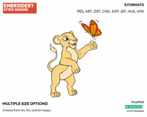 Young Nala, Butterfly - Disney's The Lion King - Embroidery Design in 3 sizes & 8 formats
