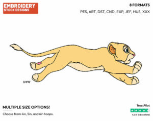 Young Nala Running - Disney's The Lion King - Embroidery Design in 3 sizes & 8 formats