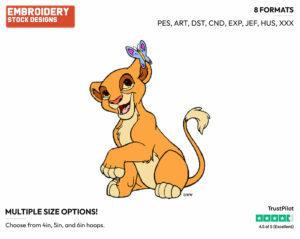 Kiara, Butterfly - Disney's The Lion King - Embroidery Design in 3 sizes & 8 formats