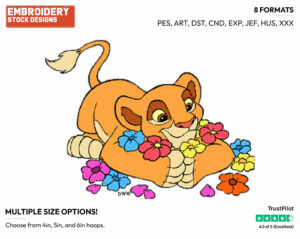 Kiara, Flowers - Disney's The Lion King - Embroidery Design in 3 sizes & 8 formats