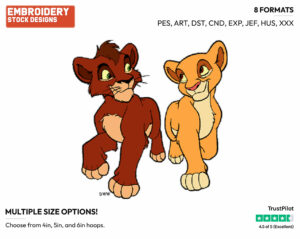 Kovu, Kiara - Disney's The Lion King - Embroidery Design in 3 sizes & 8 formats