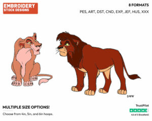 Zira, Kovu - Disney's The Lion King - Embroidery Design in 3 sizes & 8 formats