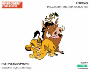 Simba, Timon, Pumbaa - Disney's The Lion King - Embroidery Design in 3 sizes & 8 formats