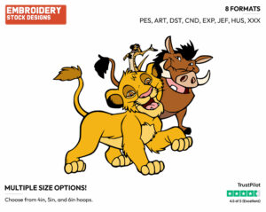 Simba, Timon, Pumbaa - Disney's The Lion King - Embroidery Design in 3 sizes & 8 formats