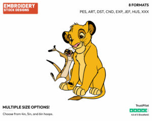 Simba, Timon - Disney's The Lion King - Embroidery Design in 3 sizes & 8 formats