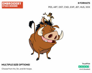 Timon, Pumbaa - Disney's The Lion King - Embroidery Design in 3 sizes & 8 formats