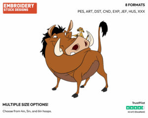 Timon, Pumbaa - Disney's The Lion King - Embroidery Design in 3 sizes & 8 formats