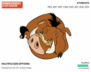 Timon, Pumbaa Napping - Disney's The Lion King - Embroidery Design in 3 sizes & 8 formats