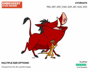 Timon, Pumbaa - Disney's The Lion King - Embroidery Design in 3 sizes & 8 formats