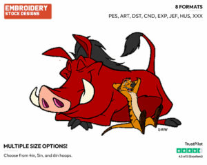Timon, Pumbaa Napping - Disney's The Lion King - Embroidery Design in 3 sizes & 8 formats
