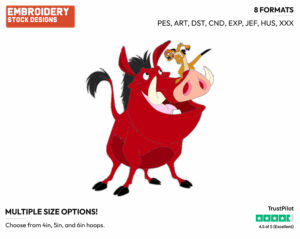 Timon, Pumbaa - Disney's The Lion King - Embroidery Design in 3 sizes & 8 formats