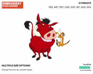 Timon, Pumbaa - Disney's The Lion King - Embroidery Design in 3 sizes & 8 formats