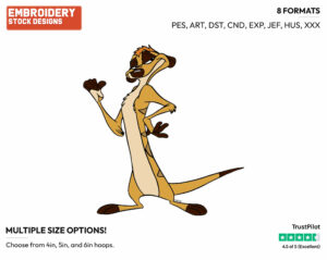 Timon - Disney's The Lion King - Embroidery Design in 3 sizes & 8 formats