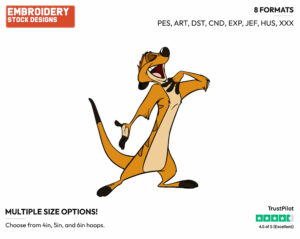 Timon - Disney's The Lion King - Embroidery Design in 3 sizes & 8 formats