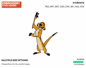 Timon - Disney's The Lion King - Embroidery Design in 3 sizes & 8 formats