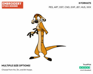 Timon - Disney's The Lion King - Embroidery Design in 3 sizes & 8 formats