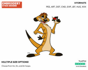 Timon, Grub - Disney's The Lion King - Embroidery Design in 3 sizes & 8 formats