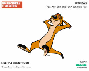 Timon Relaxing - Disney's The Lion King - Embroidery Design in 3 sizes & 8 formats
