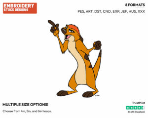 Timon - Disney's The Lion King - Embroidery Design in 3 sizes & 8 formats