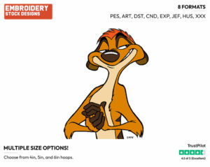 Timon - Disney's The Lion King - Embroidery Design in 3 sizes & 8 formats