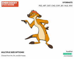 Timon - Disney's The Lion King - Embroidery Design in 3 sizes & 8 formats