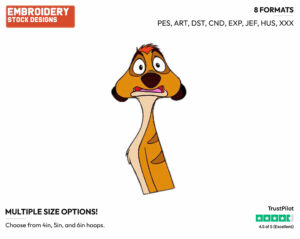 Timon - Disney's The Lion King - Embroidery Design in 3 sizes & 8 formats