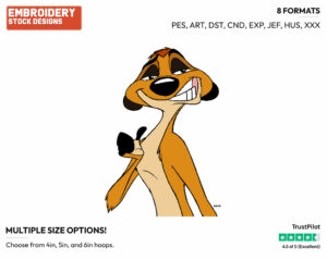 Timon - Disney's The Lion King - Embroidery Design in 3 sizes & 8 formats
